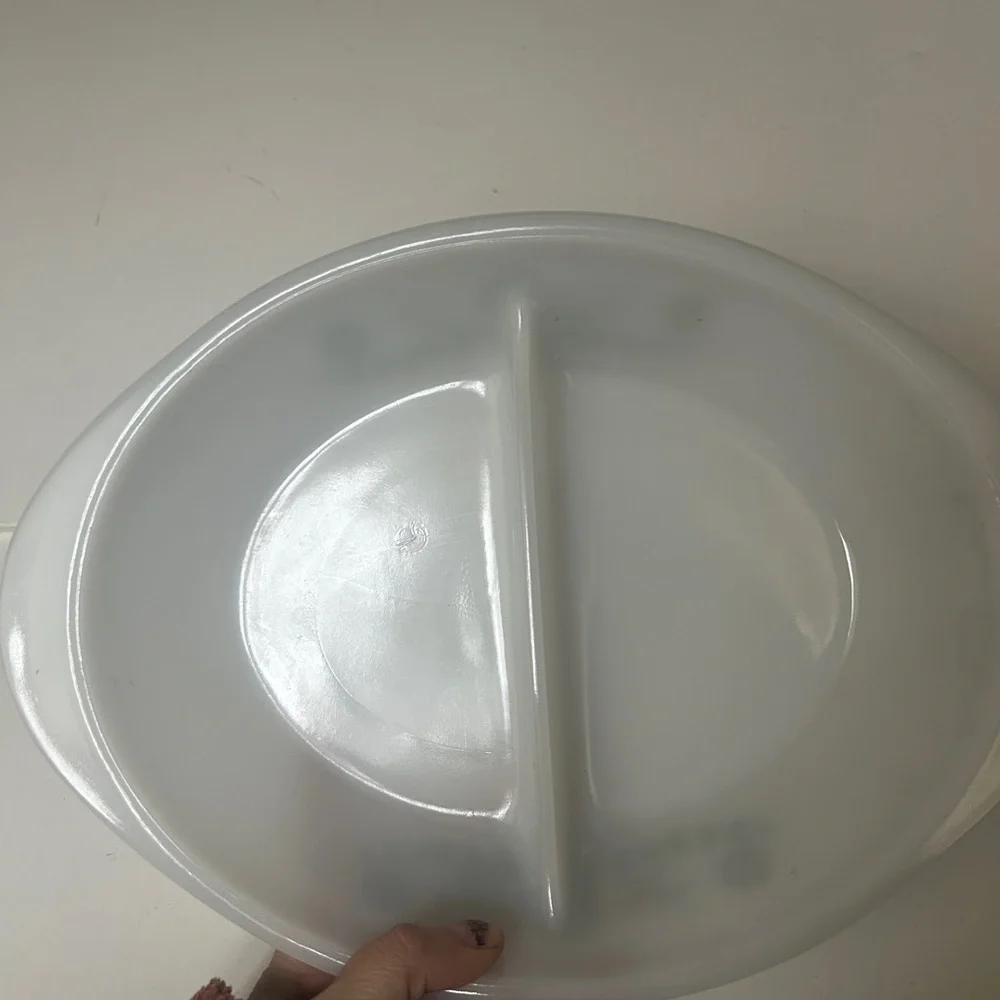 Vintage Glasbake Daisy J2352 Oval Bowl, Milk Glass
